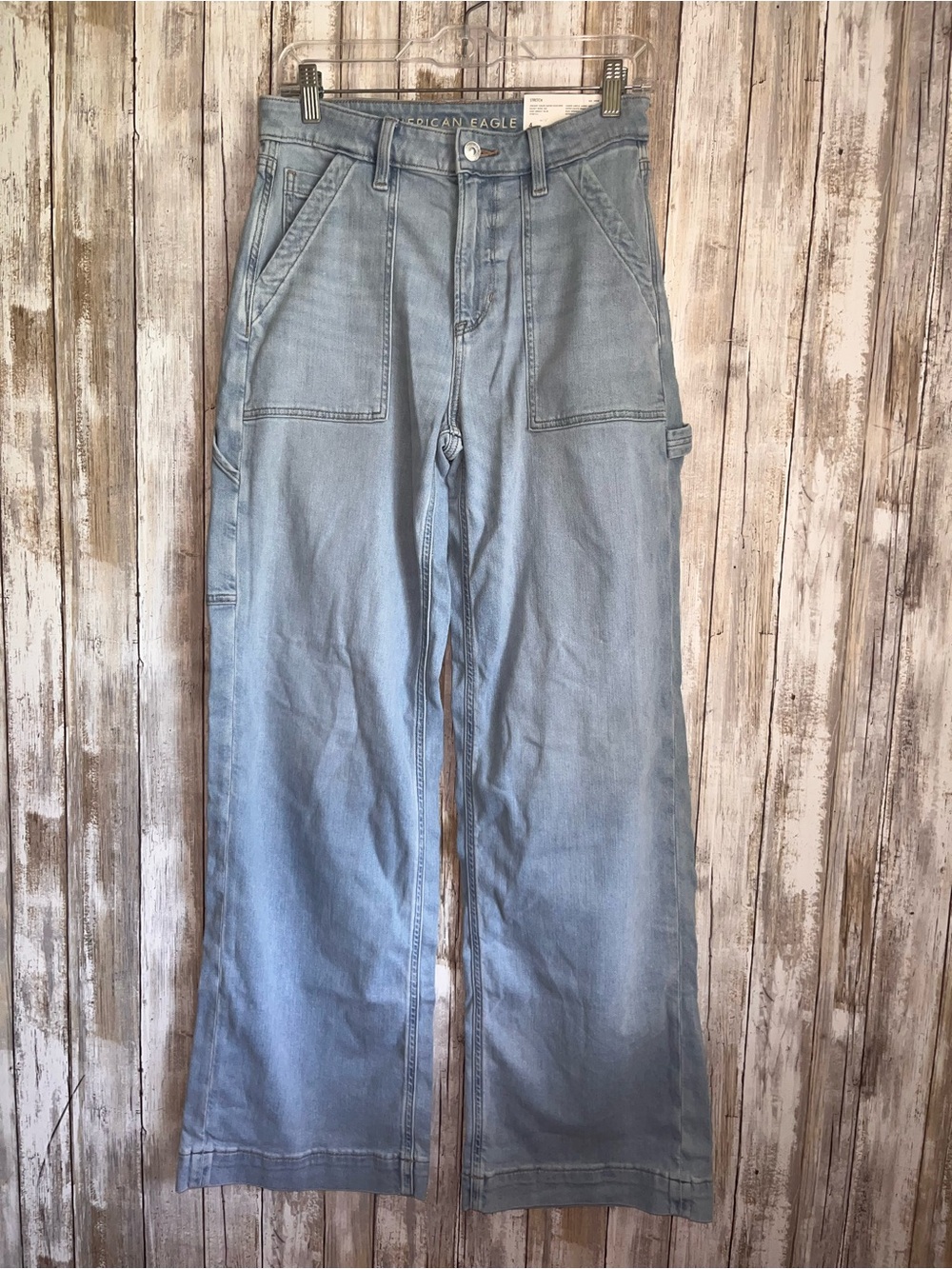NWT American Eagle Dreamy Drape Super High Rise Baggy Wide Leg Jeans 4 Long - Picture 2 of 7